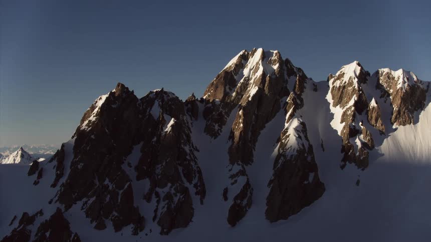 Rugged mountain range with snow