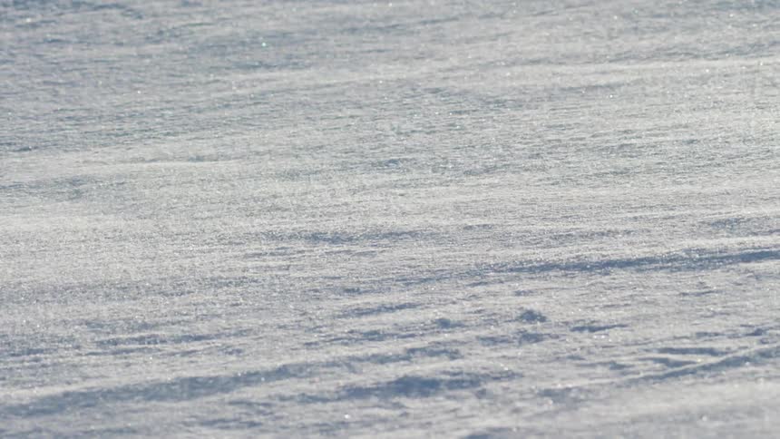 Wind blows bits of snow across the ground