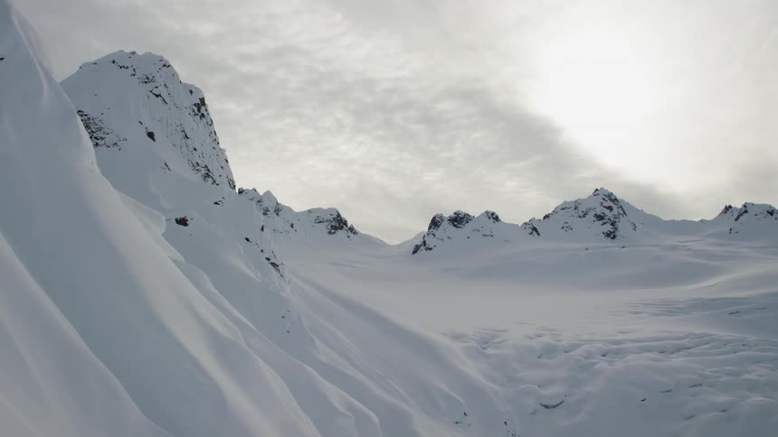 Snow covered mountain range