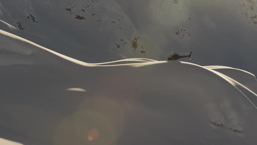 A helicopter on a mountain