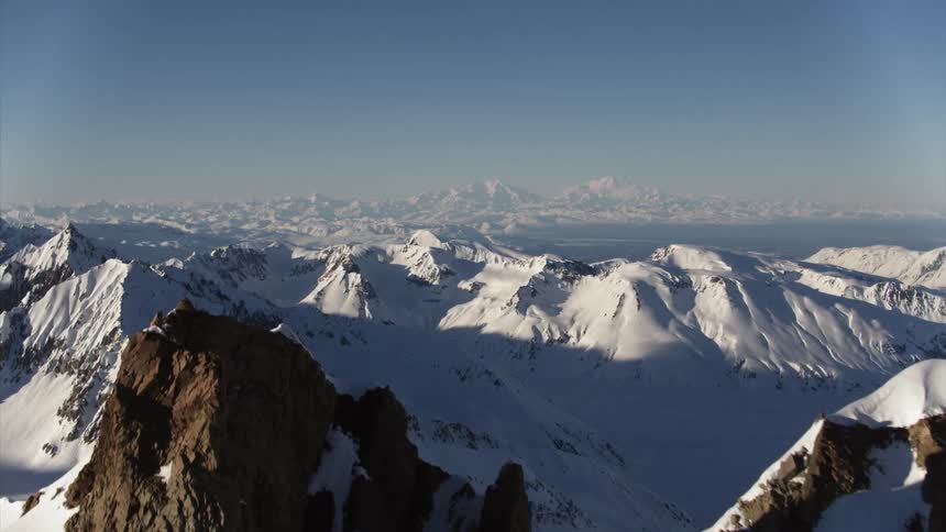A snow covered mountain range