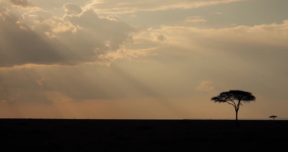 Sun shines through the clouds over plains