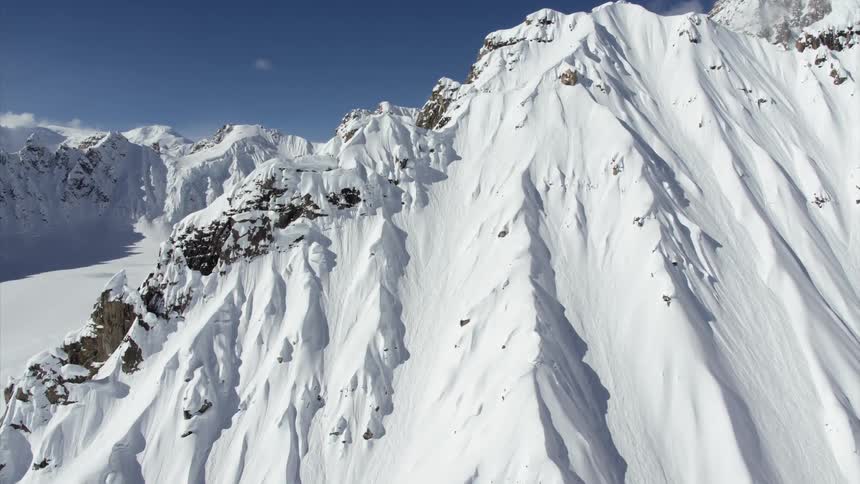 Rugged snow covered mountain range