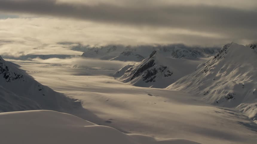 A snow covered mountain range