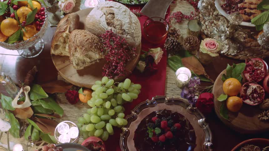 Food is displayed on a table