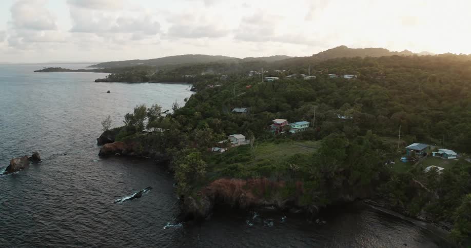 Aerial view of small island village