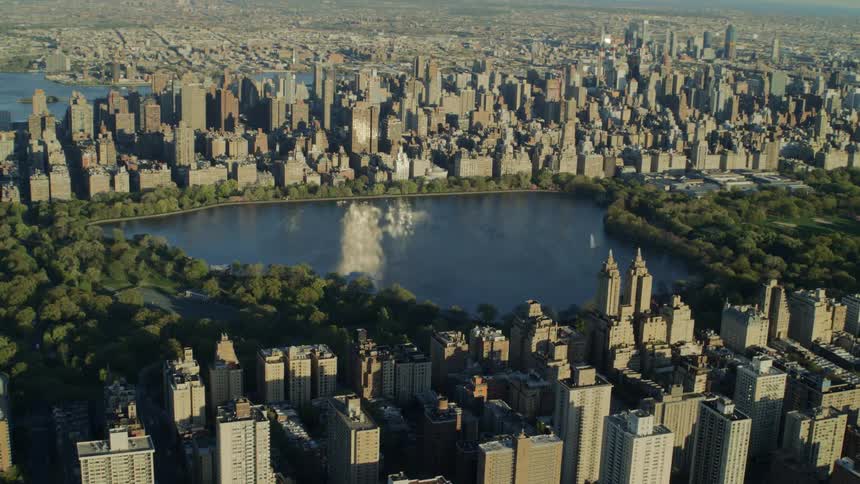 Aerial view of central park in new york city in the morning