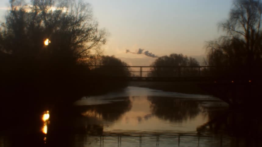 The bridge sits over the river