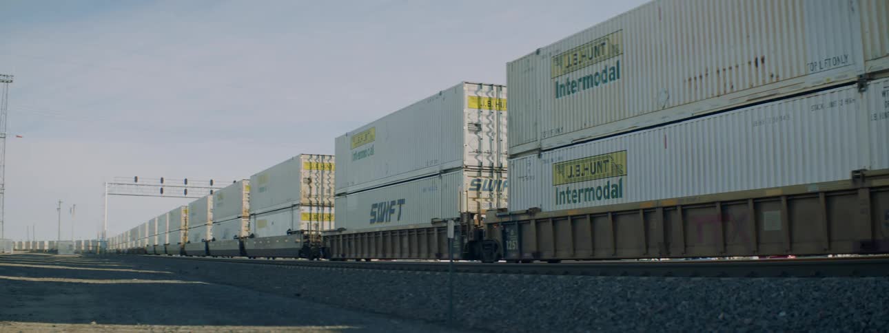 Shipping containers on a train