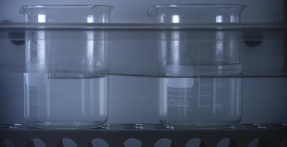 The liquid moves in the beaker