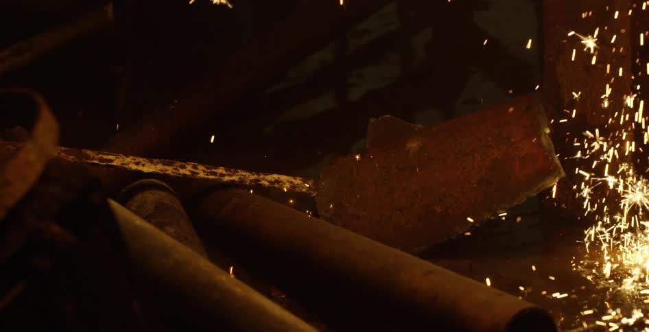 Sparks fly in the dark basement