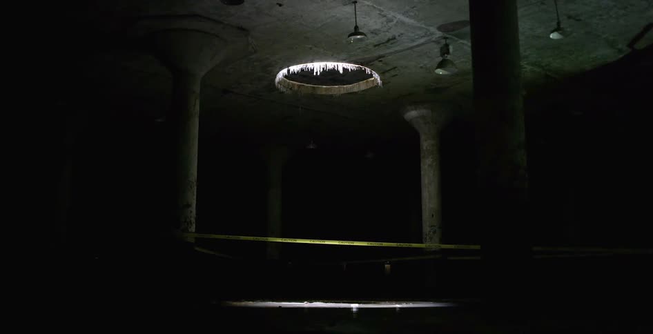 A sewer hole sits above a concrete dungeon