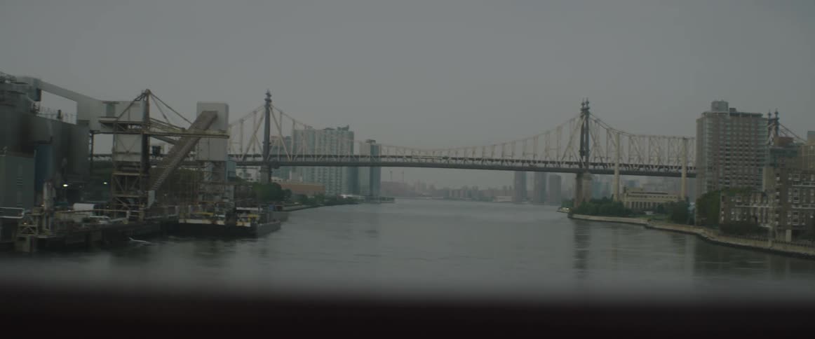A city bridge spans a river