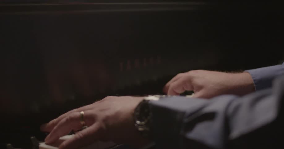 A person plays the piano