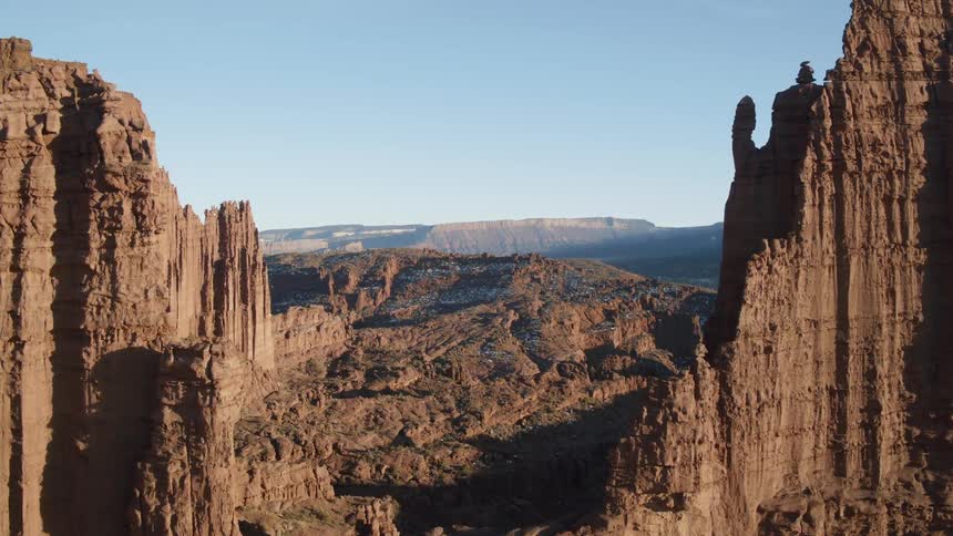 Jagged rock formation canyon on a sunny day
