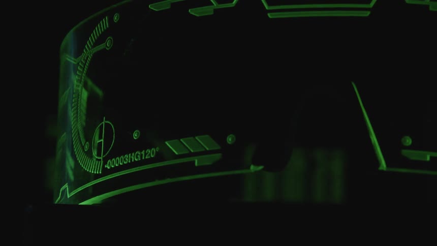 Device with neon green graphics and numbers