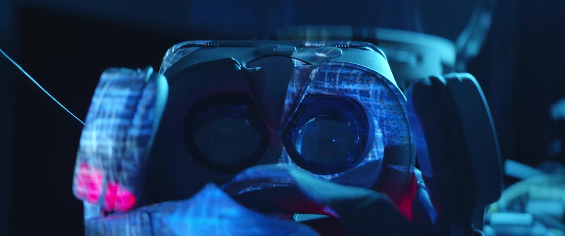 Lights and symbols projected onto a face mask