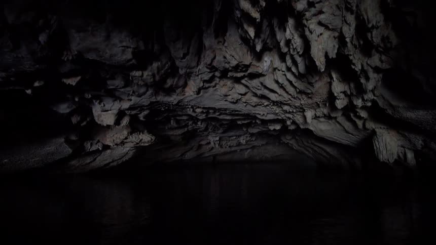 The inside of a dark cave