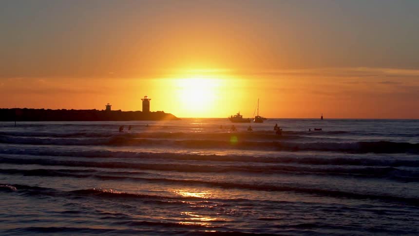 The sun goes down over the sea