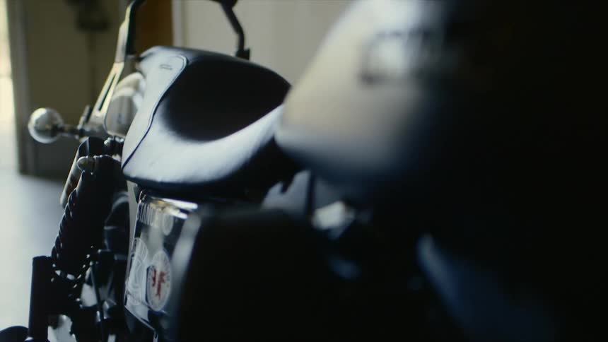 Harleydavidson motorcycle sits in a room
