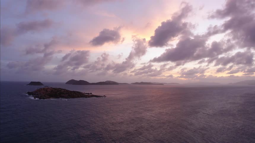 Several islands sit in the middle of the ocean