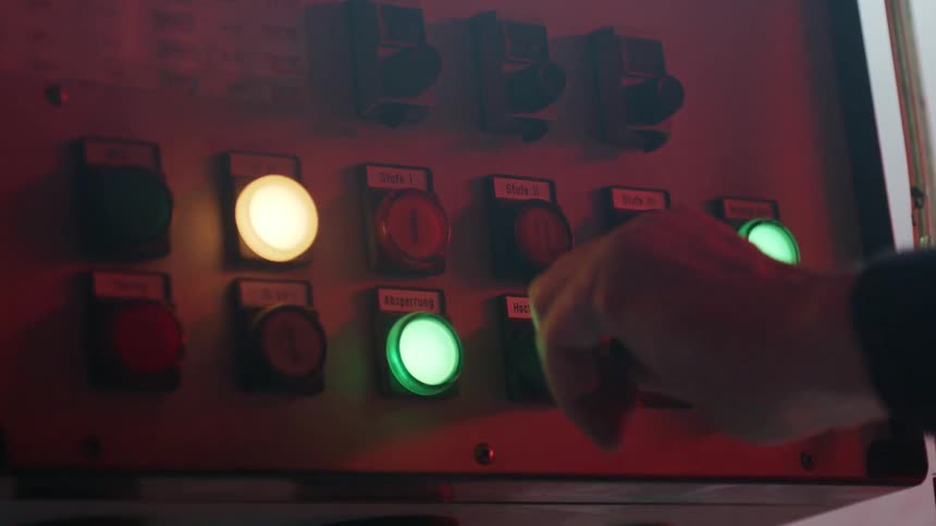 Man turns a key in a control panel
