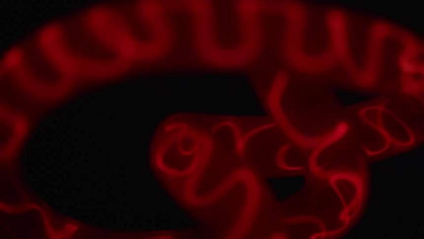 Stringy looking light flows through a clear tube