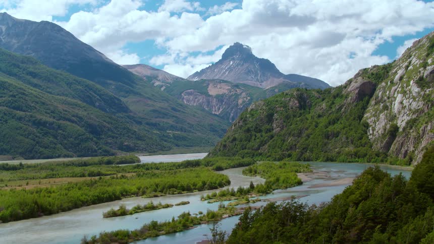 A river flowing through the mountains