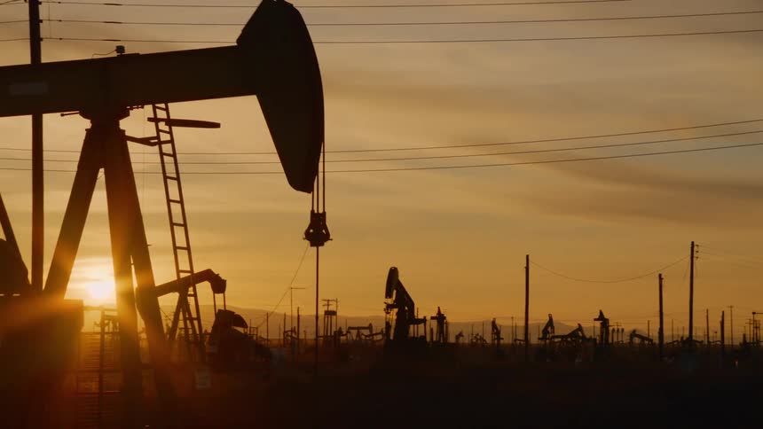 Pump jacks in an oil field
