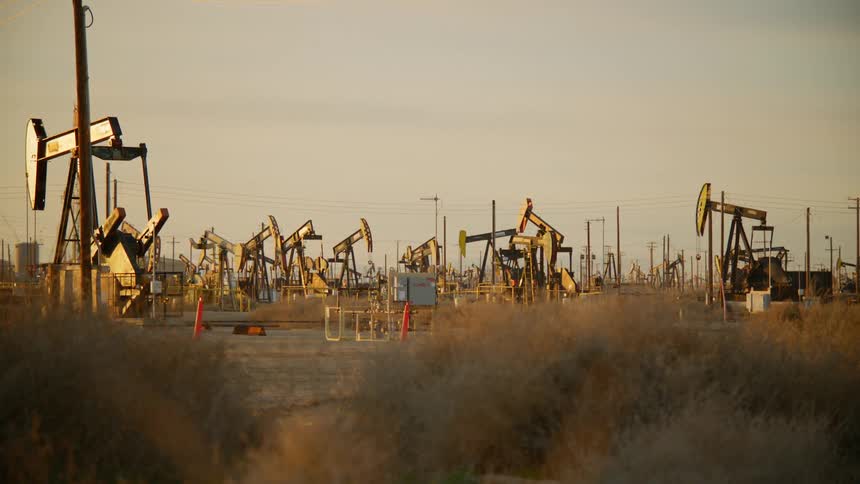 Pump jacks in an oilfield