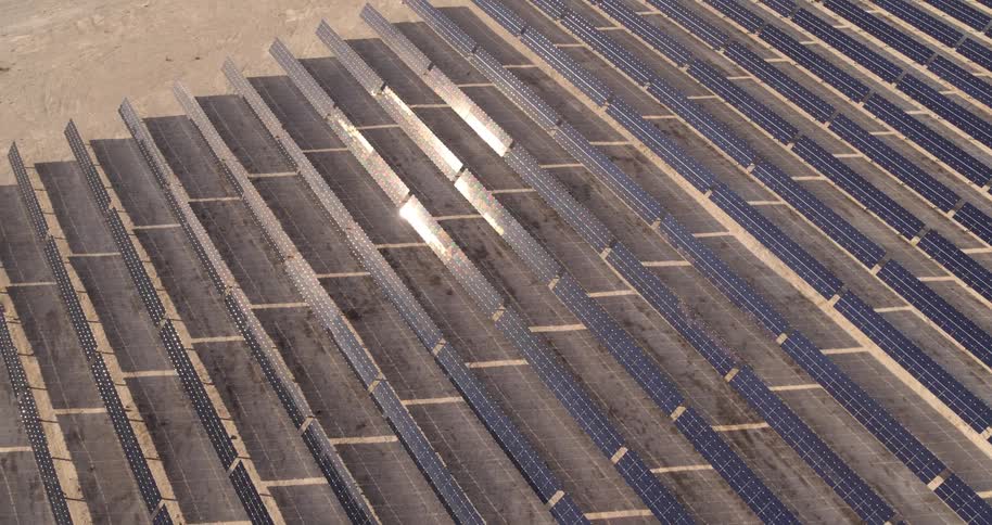 Solar panels in a field
