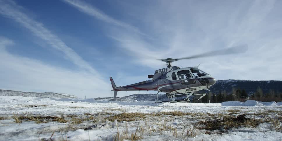 A helicopter takes off