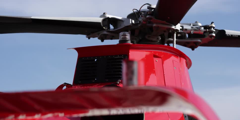 Close up view of helicopter blades mechanisms