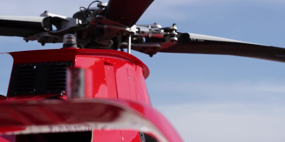 A light flashes on an helicopters rotor engine