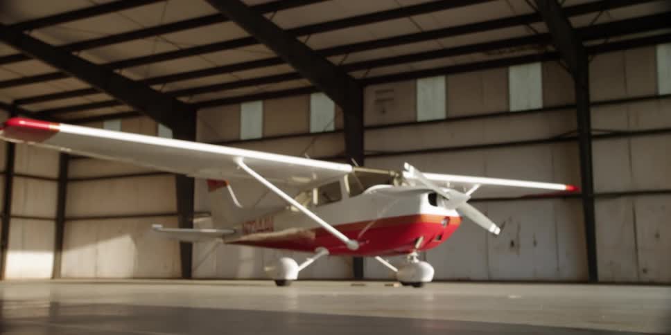 Airplane parked inside a hangar at day