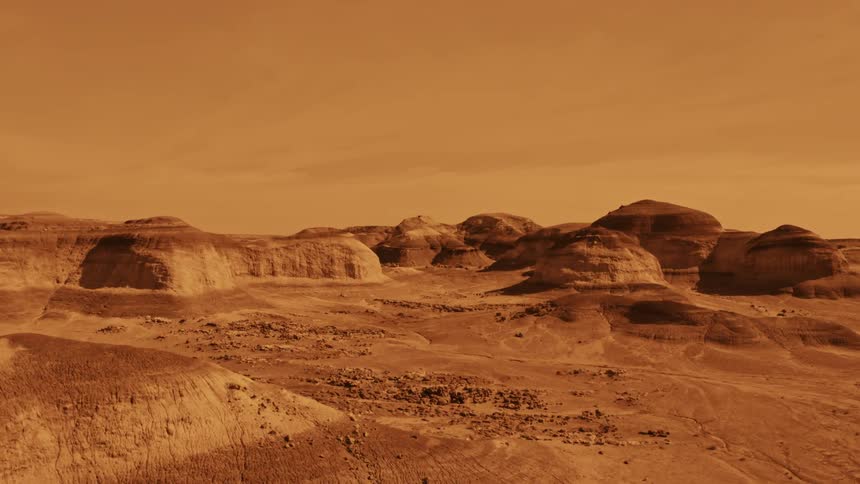 low flyby on smooth surface of Mars