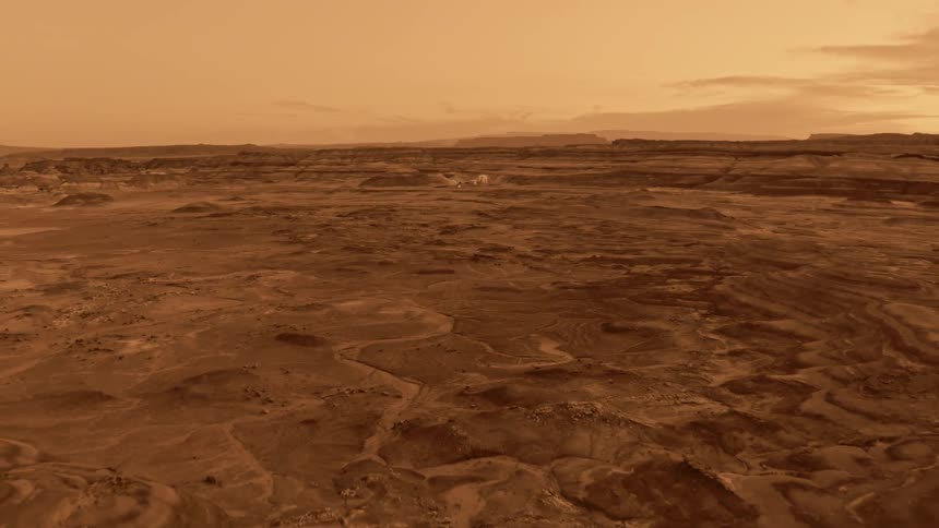 Aerial view of a Mars base