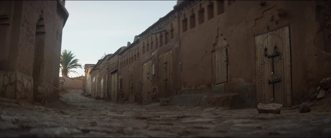 Buildings and a pathway in a small town