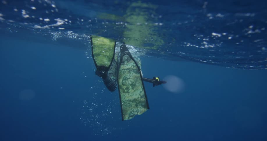 A woman swims in the water