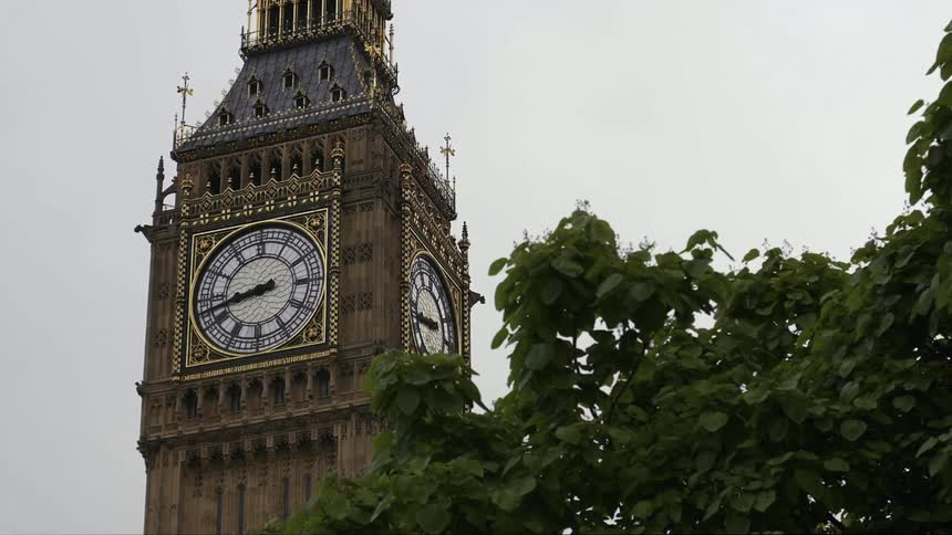 Close up of the Big Ben's clock tower on a cloudy day