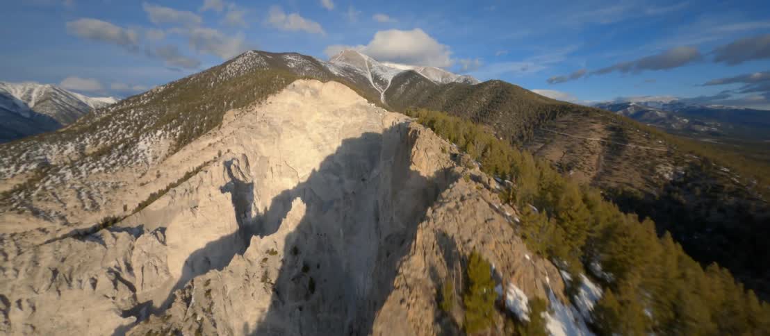The peaks of mountains on a mountain range