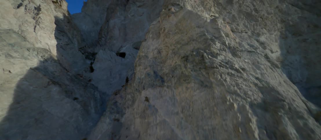 Aerial view of peaks on a mountain