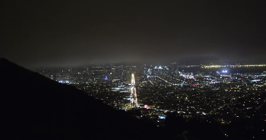 City lights under the clouds at night