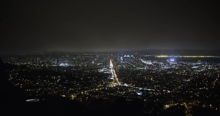 Downtown city skyline at night