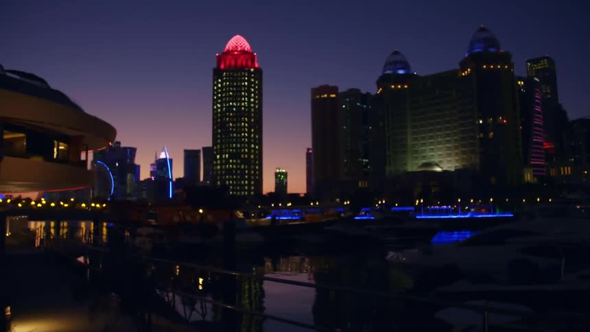 A city is displayed at night