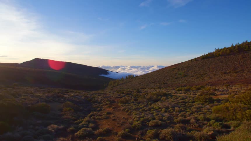 A grassland are above the clouds