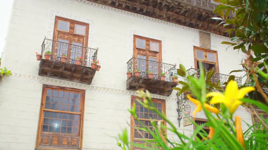 Small balconies on a colonial building