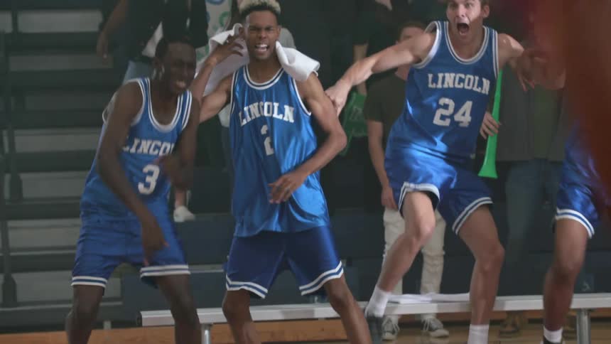 The players jump from the sidelines and cheer