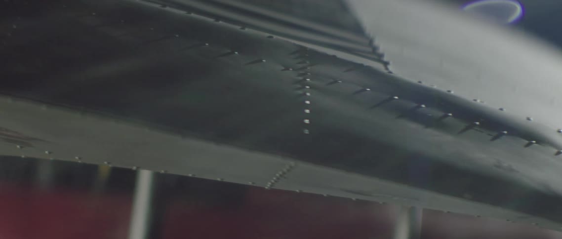 Close up of an airplane wing