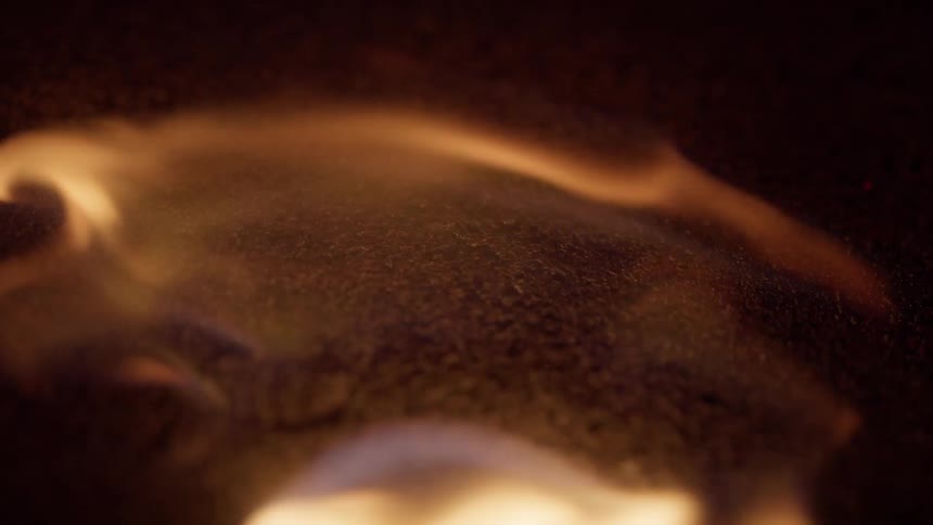 A fire burning inside a home
